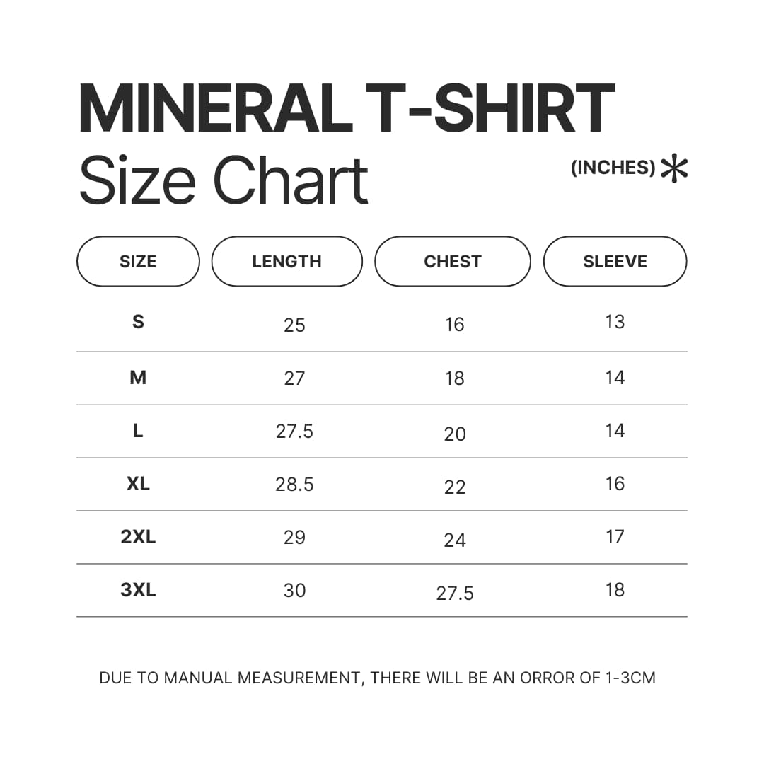 Mineral Wash T shirt Size Chart - Green Day Band Store